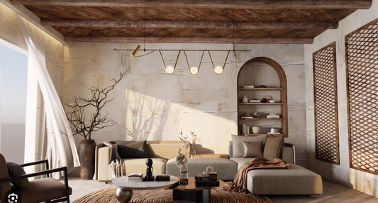 Wabi-sabi wallpaper mural in a weathered, imperfect plaster texture