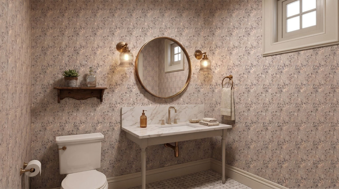 Elegant Botanical Beige and Charcoal Floral Wallpaper
