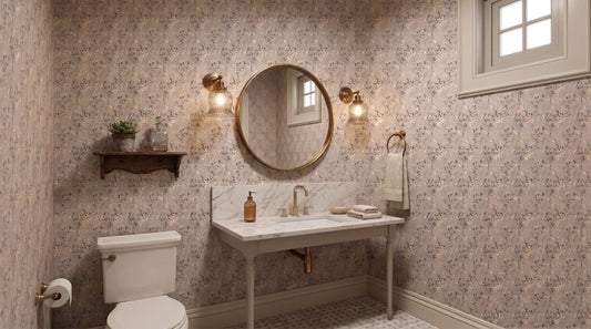 Elegant Botanical Beige and Charcoal Floral Wallpaper