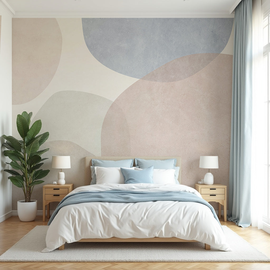 Minimalist wallpaper mural with thin lines and open negative space