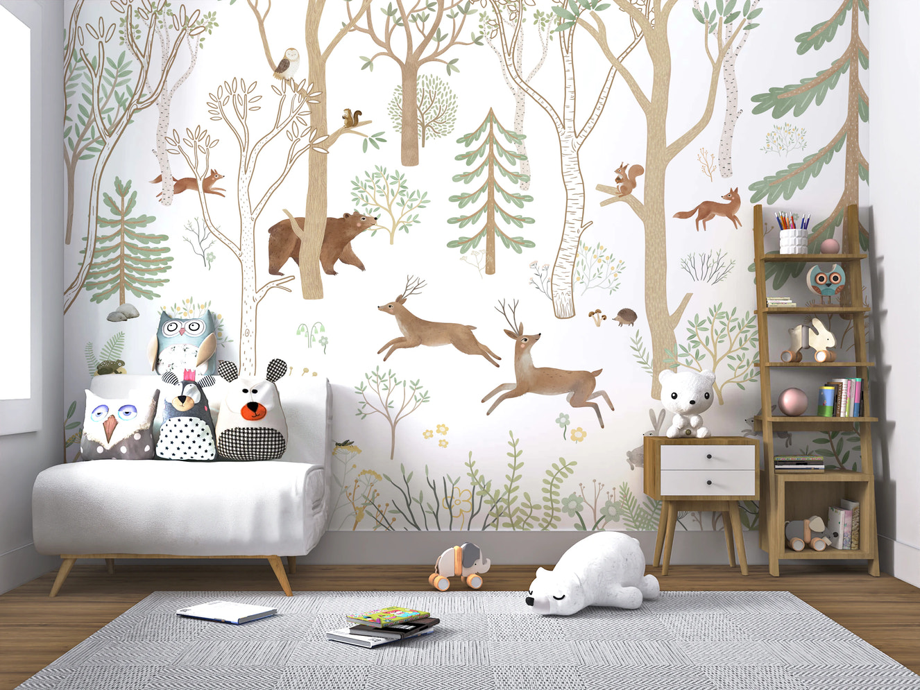 Frisky Forest Green Wall Mural
