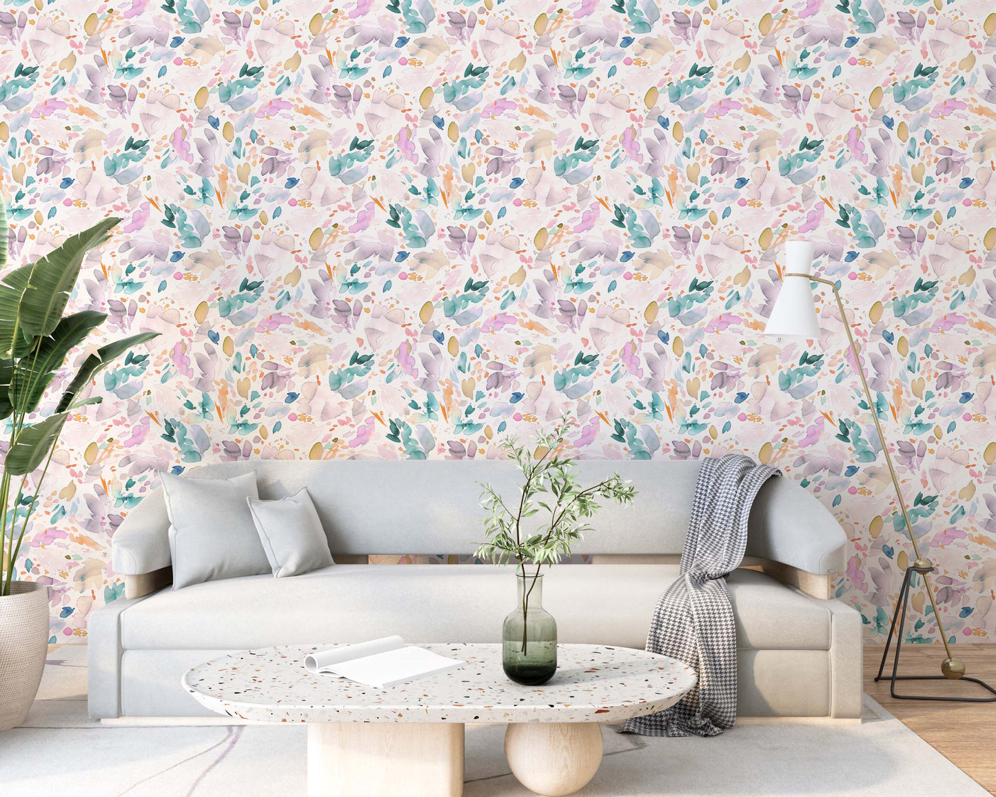 Cute Birds and Modern Floral Self Adhesive Wallpaper