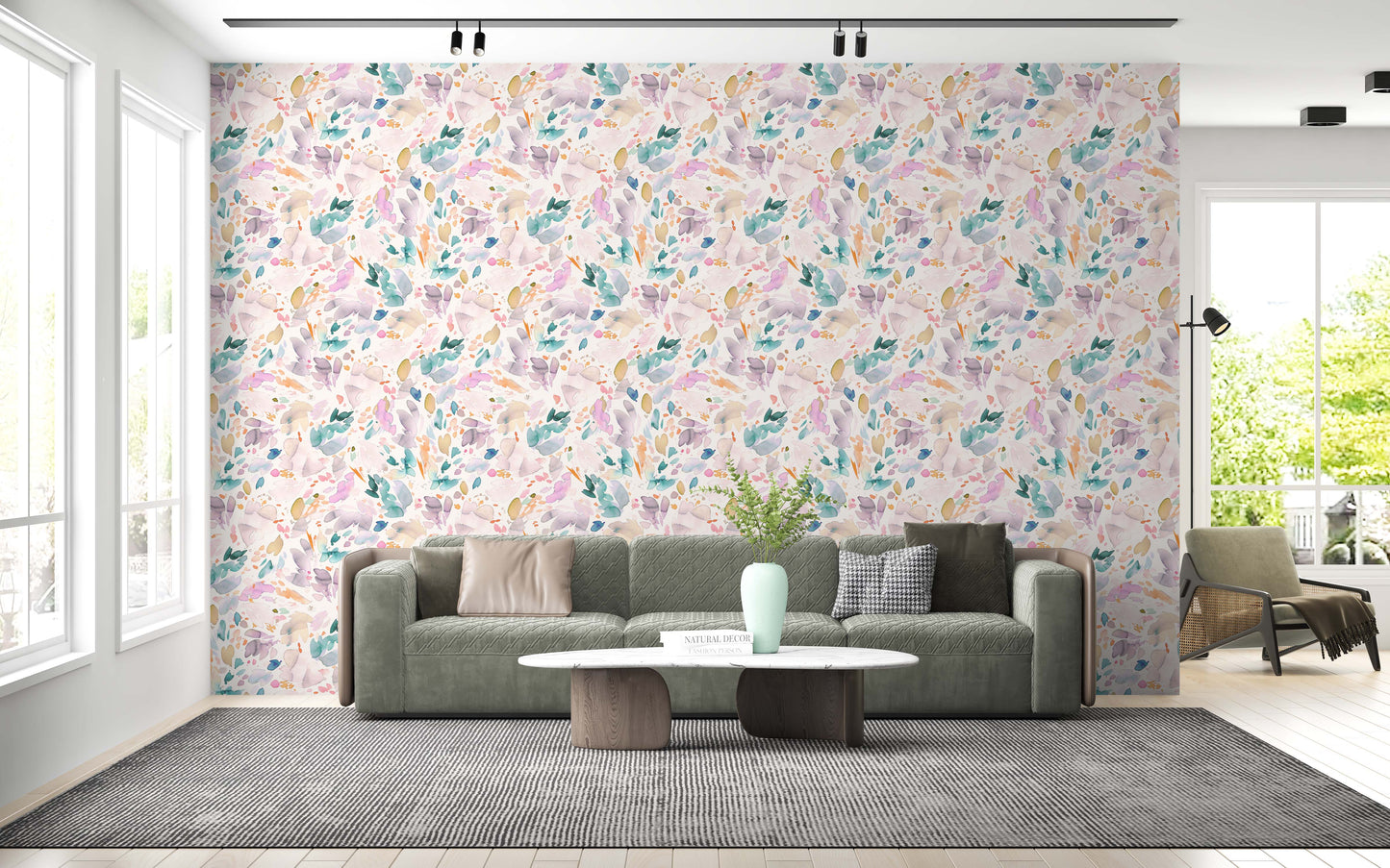 Cute Birds and Modern Floral Self Adhesive Wallpaper