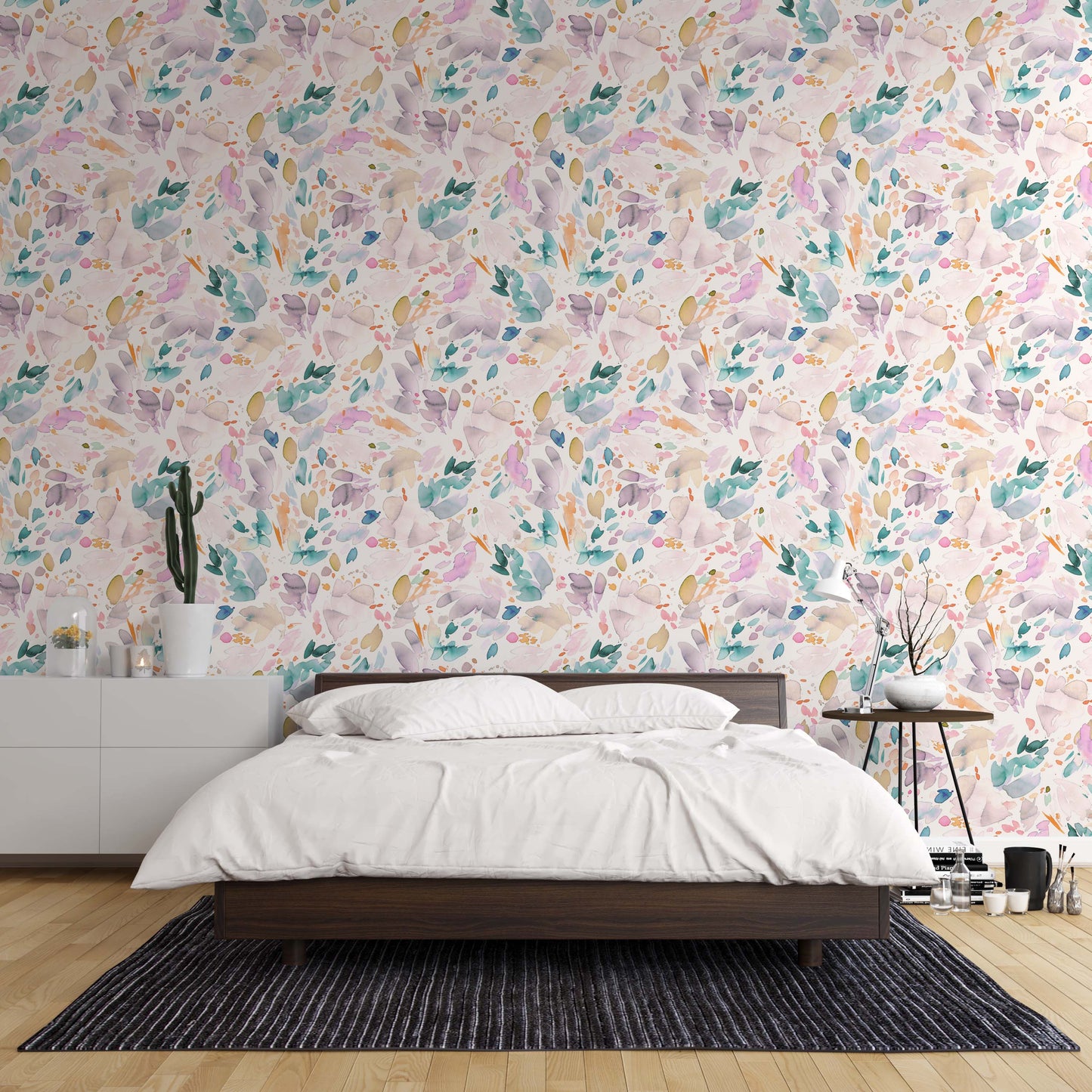 Cute Birds and Modern Floral Self Adhesive Wallpaper