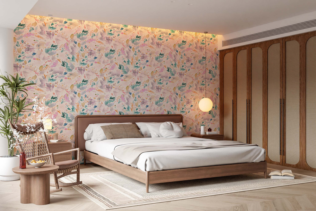 Cute Birds and Modern Floral Self Adhesive Wallpaper