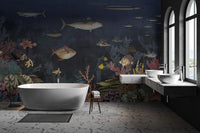 Aquatic plants and coral design ocean mural