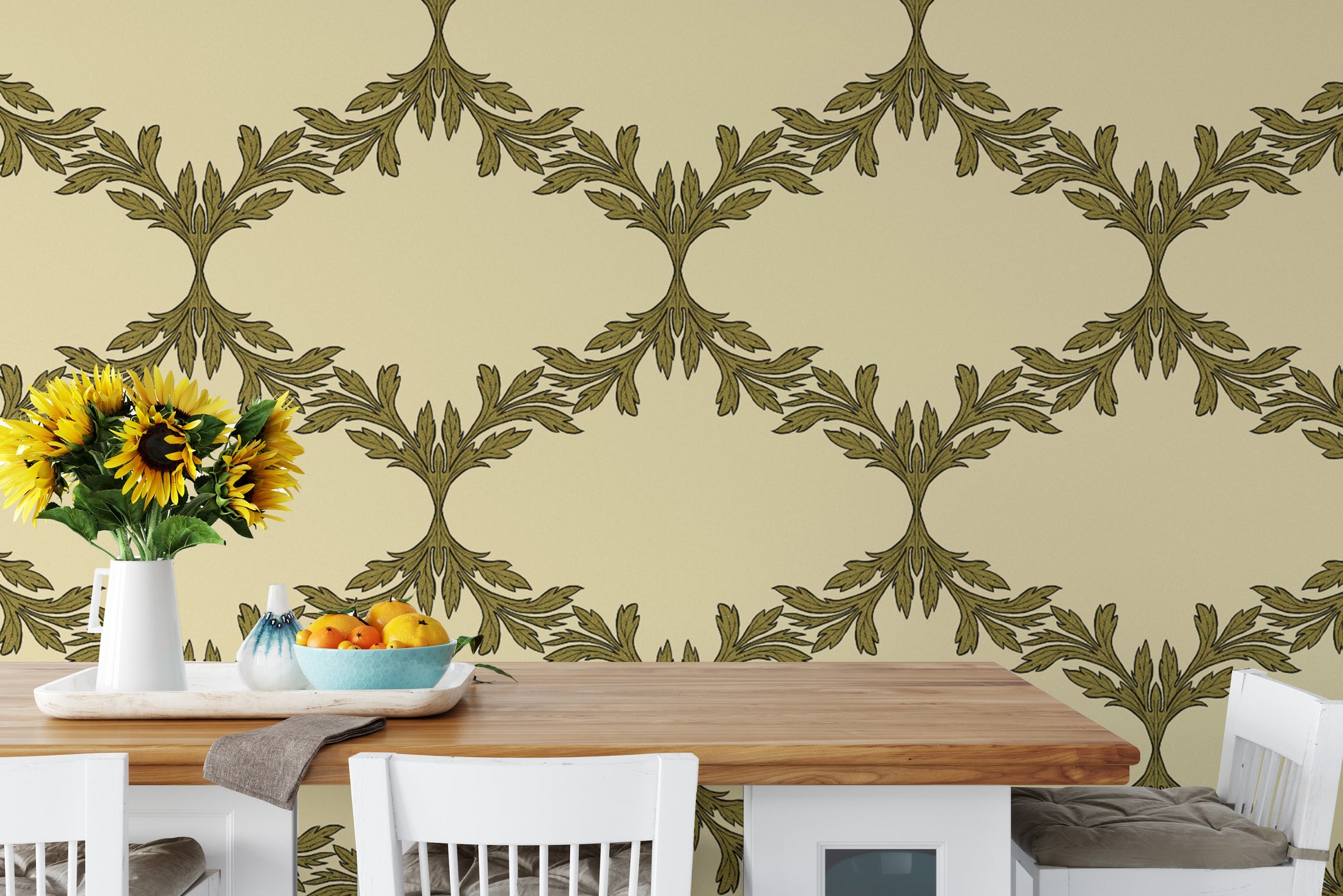 Acanthus trellis wallpaper for a refined and classic interior look
