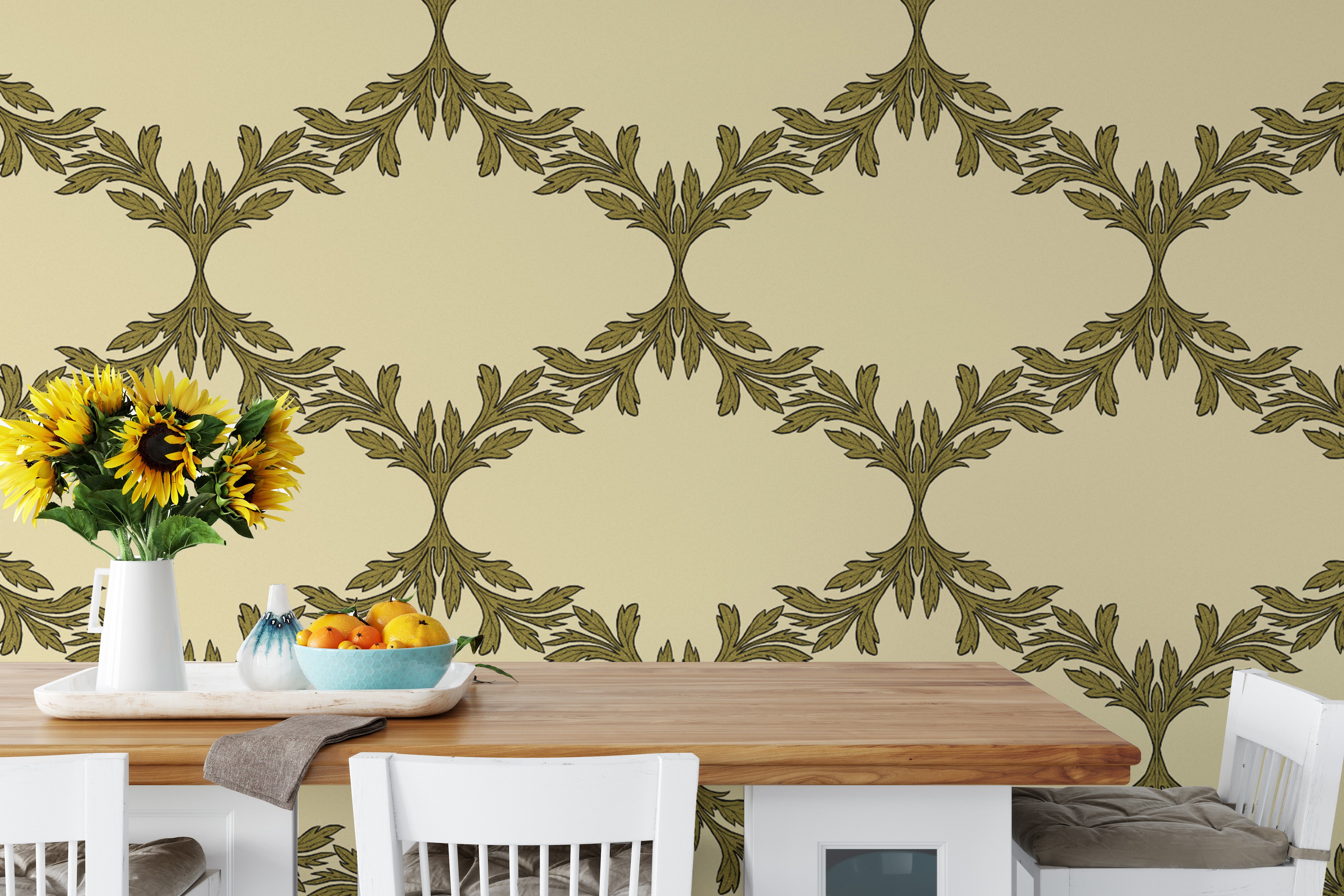 Acanthus trellis wallpaper for a refined and classic interior look
