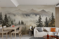 Nature-inspired misty forest wallpaper
