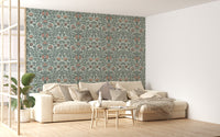 Floral wallpaper blending retro and vintage elegance