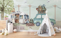 Vibrant Family Road Trip Wallpaper Mural