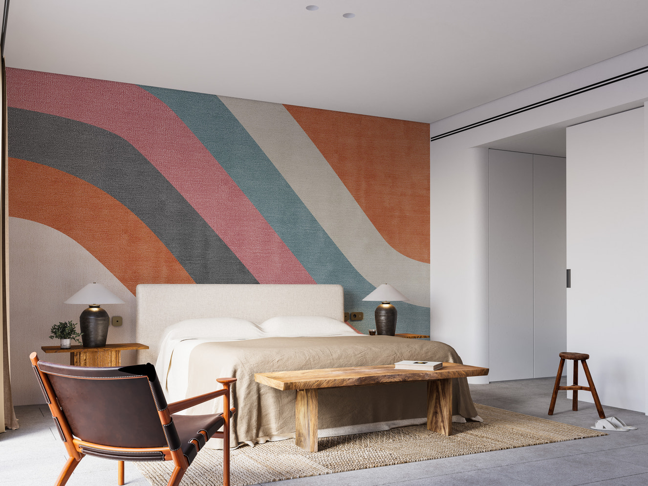 Geometric waves mural for modern decor