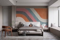 Geometric wallpaper creates dynamic spaces
