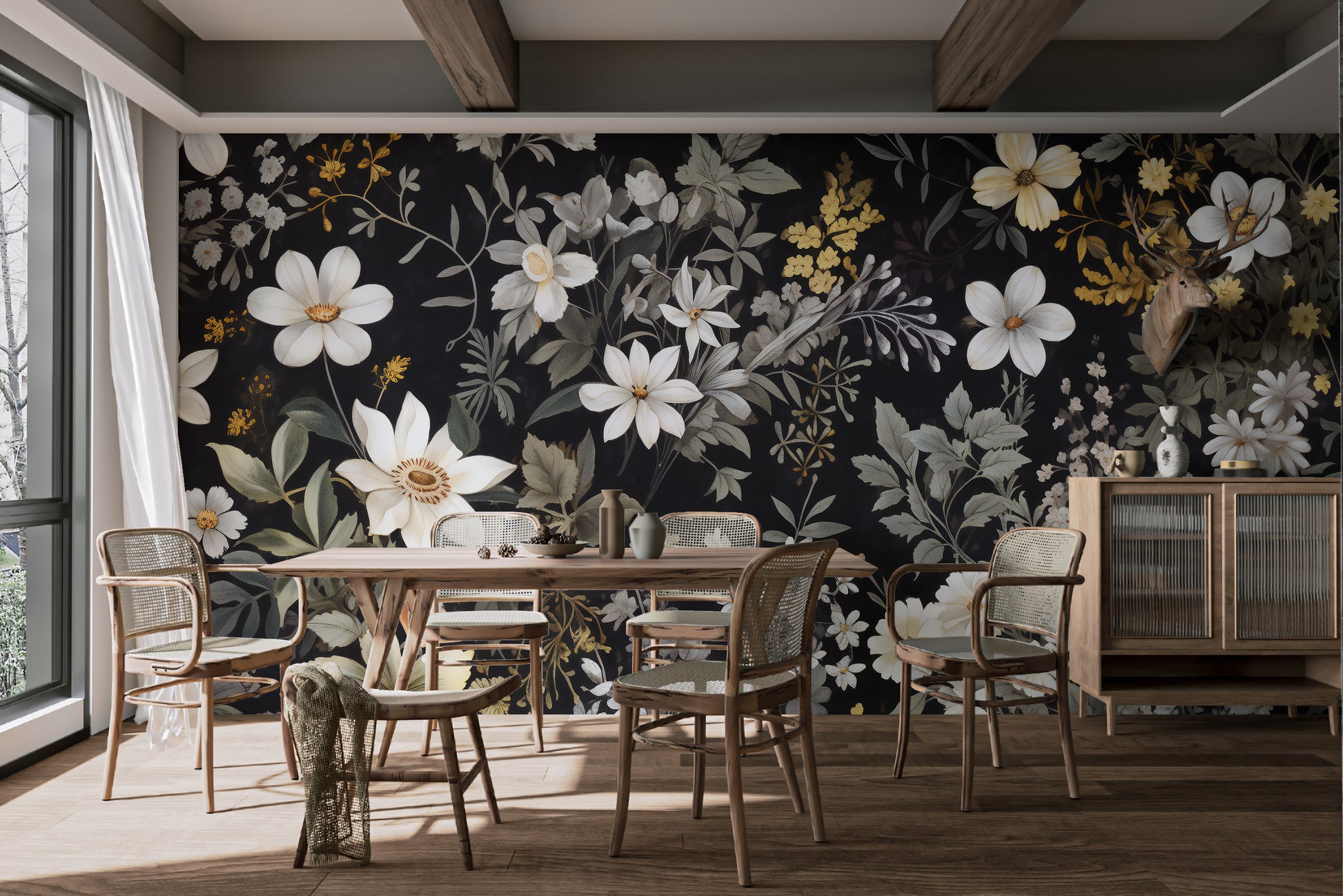 Retro floral fabric print with timeless beauty
