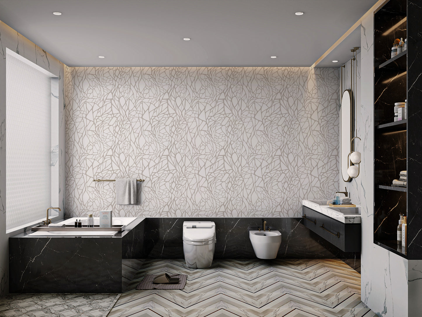 Minimalist abstract line wall mural
