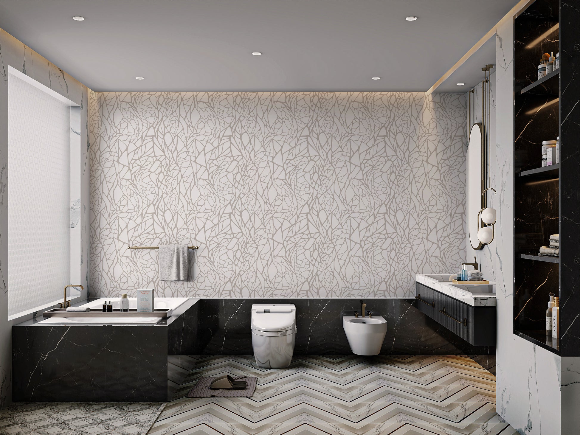 Minimalist abstract line wall mural
