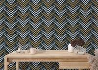 Yellow and white Deco abstract vintage wall design.