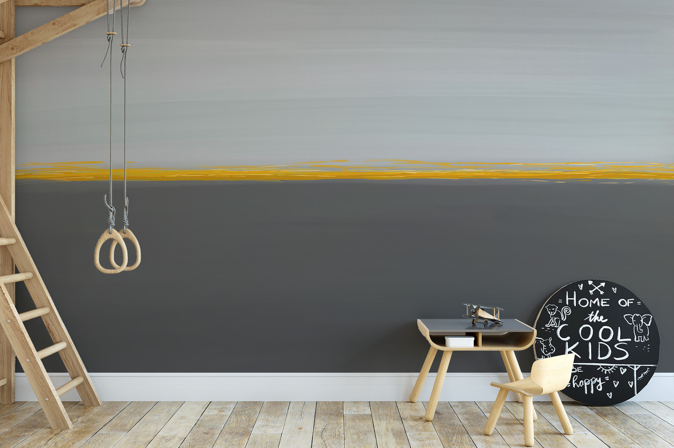 Radiant golden horizon wallpaper mural decor.