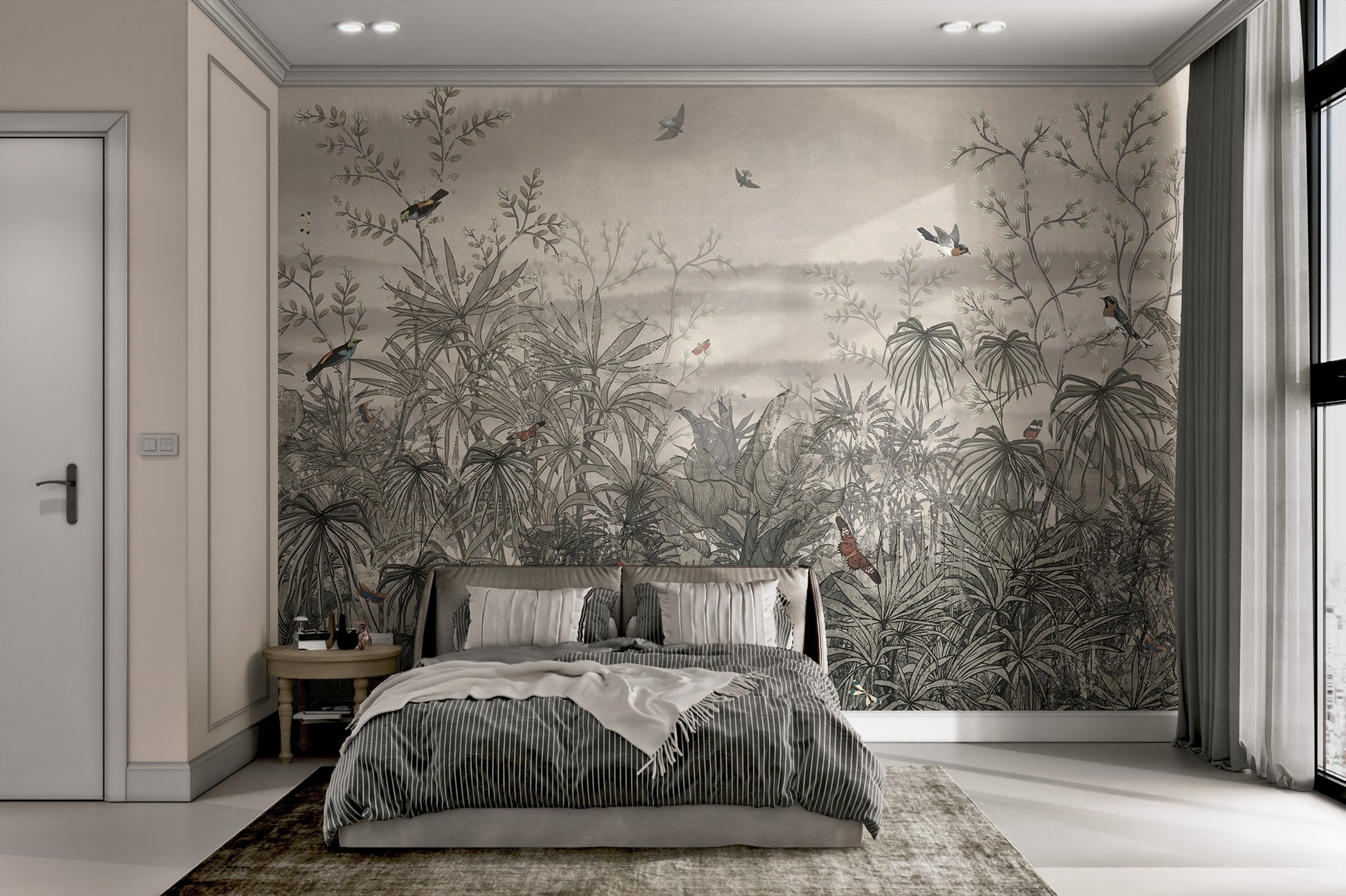 Elegant vintage forest branches mural for walls