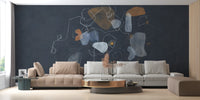 Peel and stick blue abstract art mural for stylish walls
