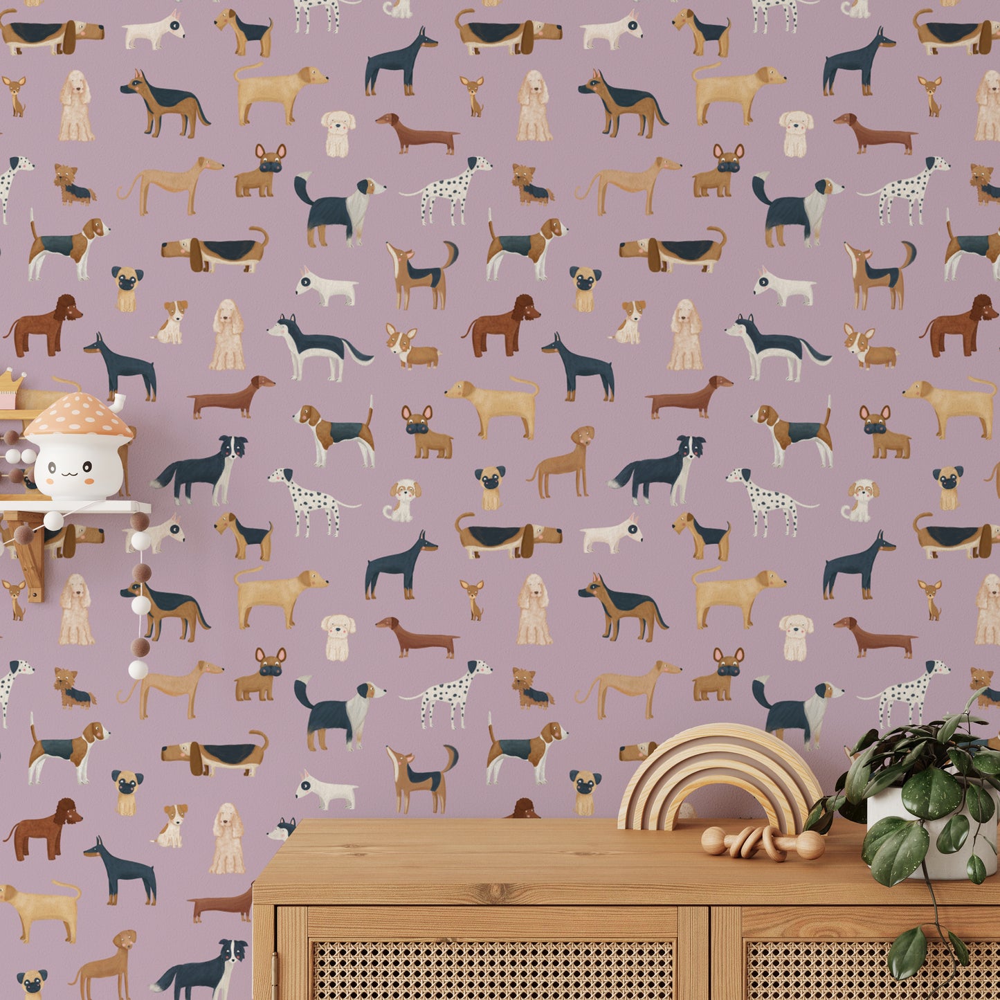 Lilac Dogs Breed Pattern Wallpaper