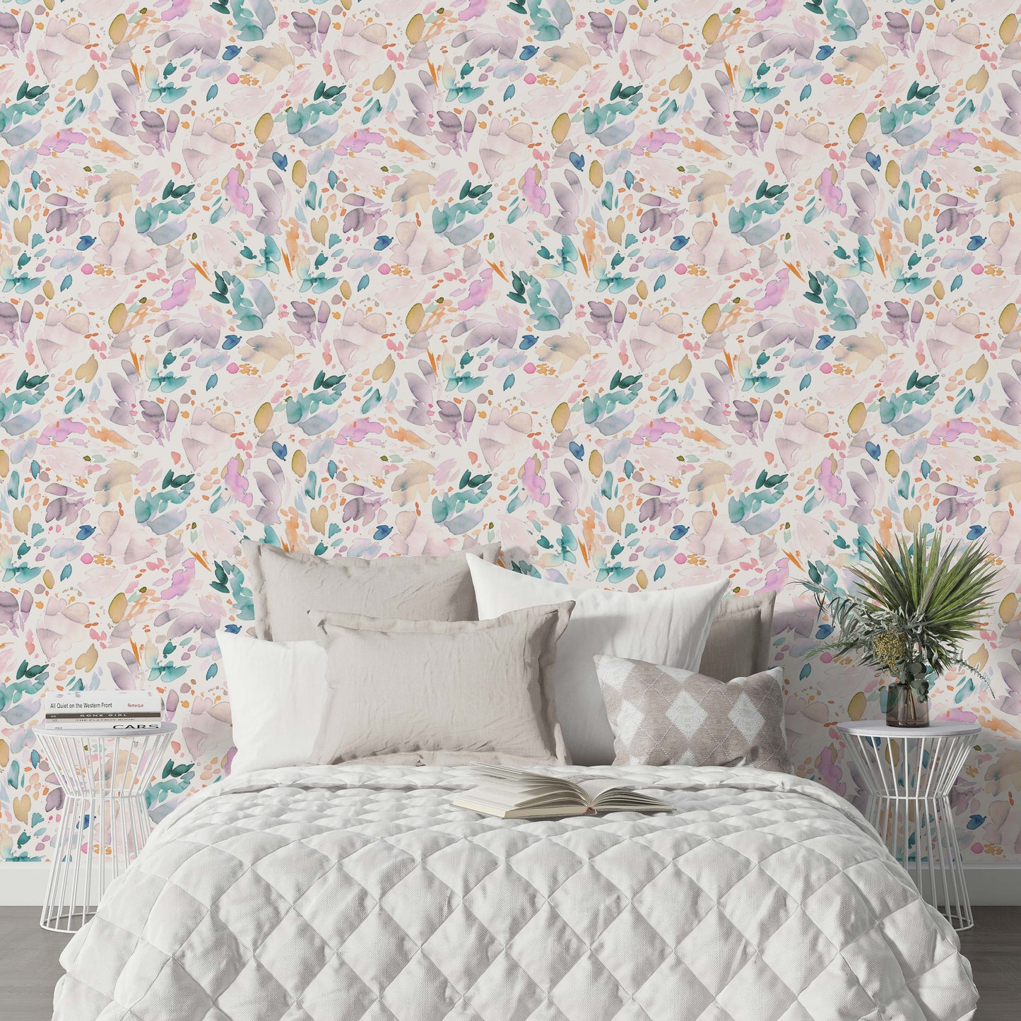 Cute Birds and Modern Floral Self Adhesive Wallpaper