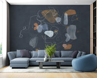 Removable blue abstract art wallpaper for vibrant spaces