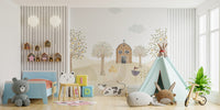 Room wallpaper featuring rustic farmhouse design for kids
