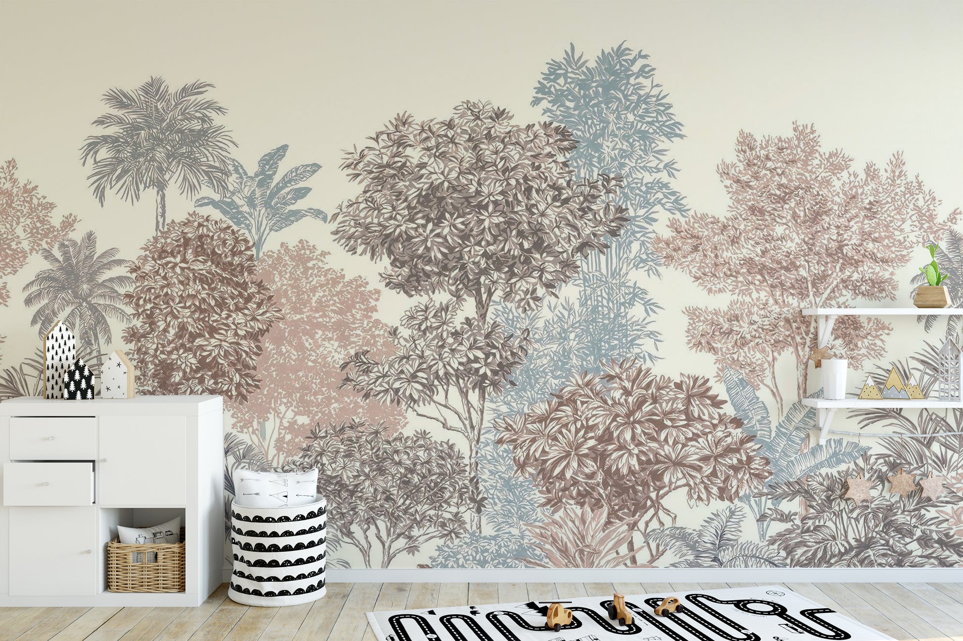 Elegant wallpaper mural featuring harmonious trees

