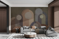 Modern wall mural featuring bold abstract art patterns