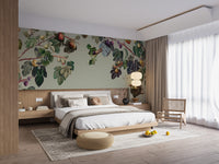 Elegant vintage fig tree mural in green tones for walls
