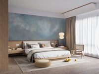 Tranquil beach and ocean mural in watercolor tones
