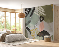 Unique abstract mural with flowing artistic pattern designs
