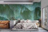 Elegant wallpaper mural with sparkling green crystal effects
