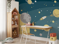 Planet-filled mural for wall decor
