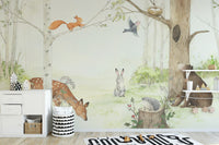Cute forest animal mural with soft colors