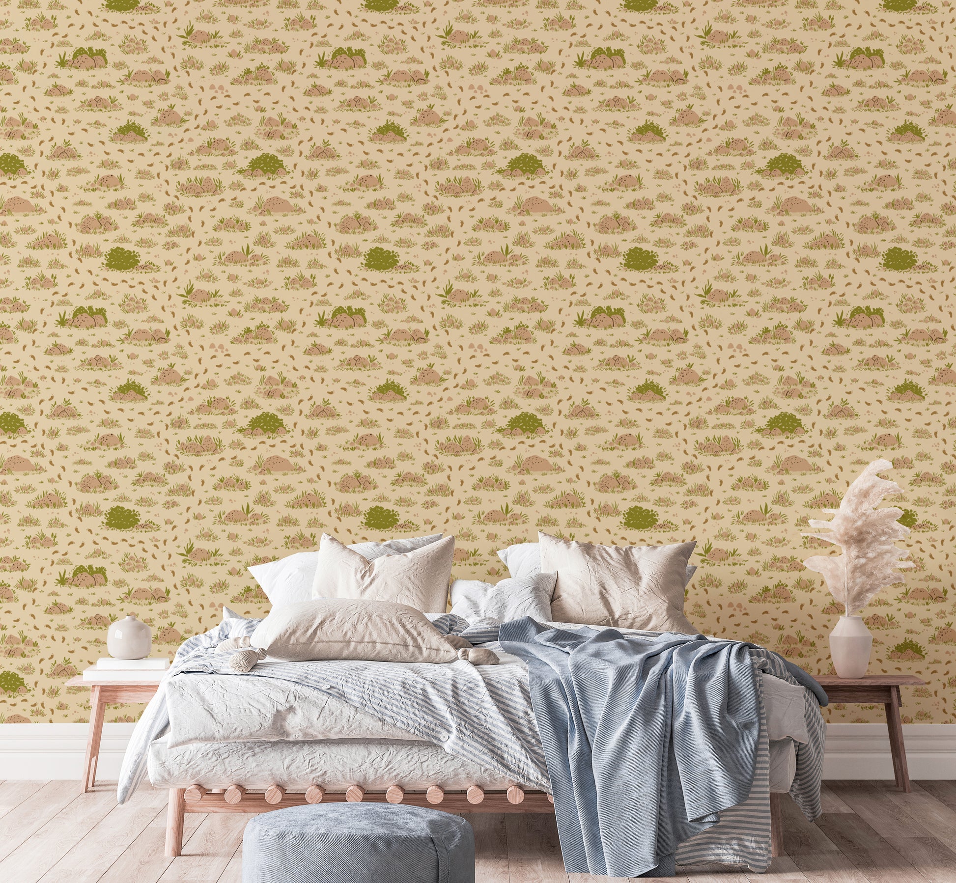 Brown wallpaper featuring leaves and trails for a nature-inspired decor
