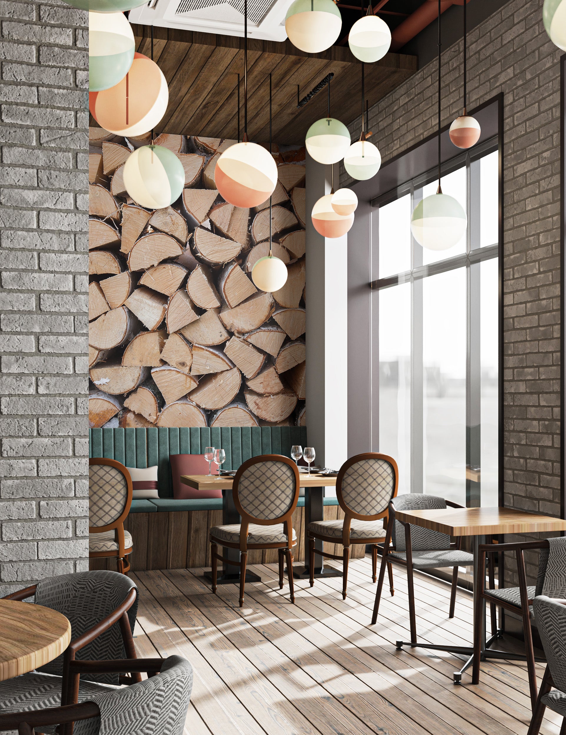 Heating fuel-inspired wood pattern wallpaper
