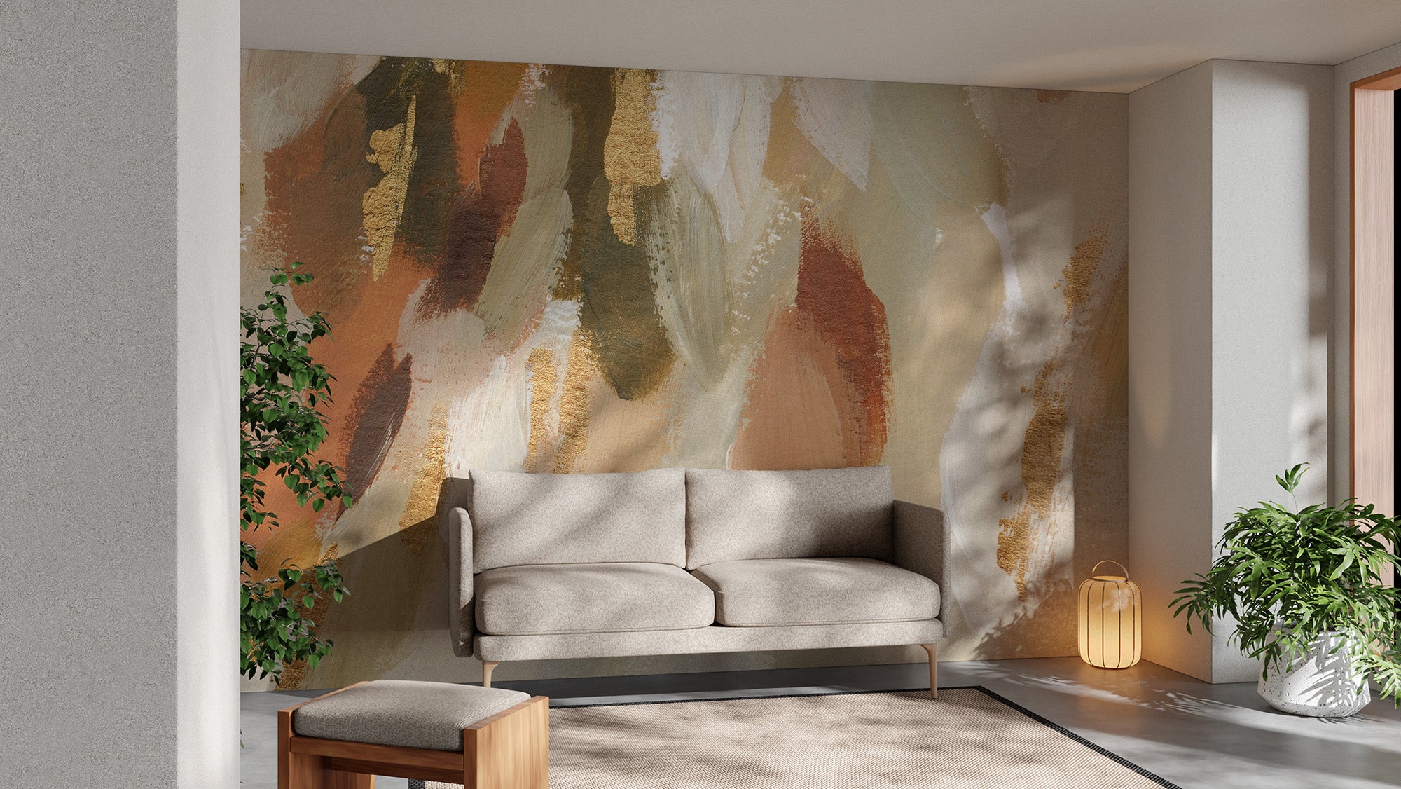 Bold brushstroke mural enhances interiors
