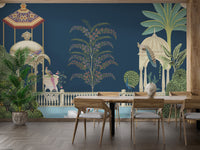 Romantic swan lake mural for serene decor
