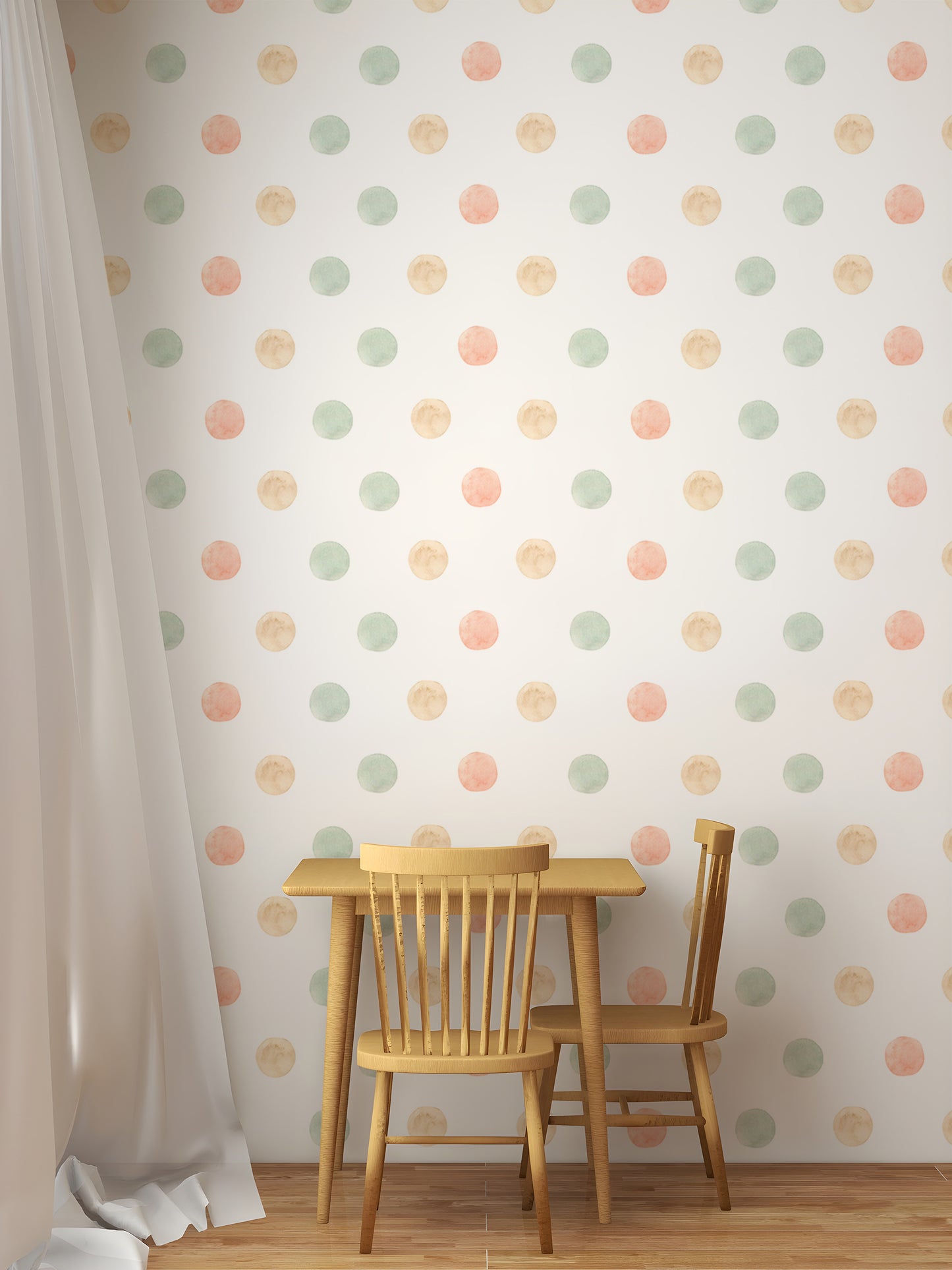 Pastel Watercolor Polka Dots Isolated White Wallpaper