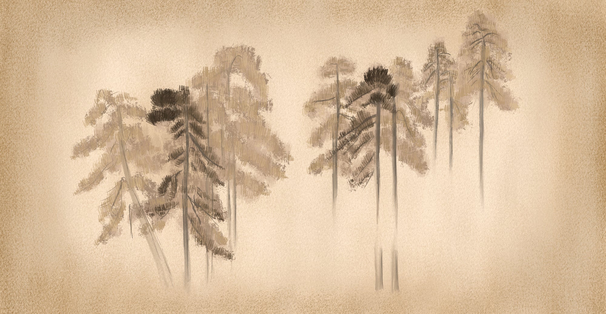 Pine Forest Grunge Wall Mural