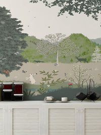 Bright green jungle wallpaper for imaginative kids' walls



