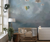 Wall mural featuring a tranquil watercolor beach scene
