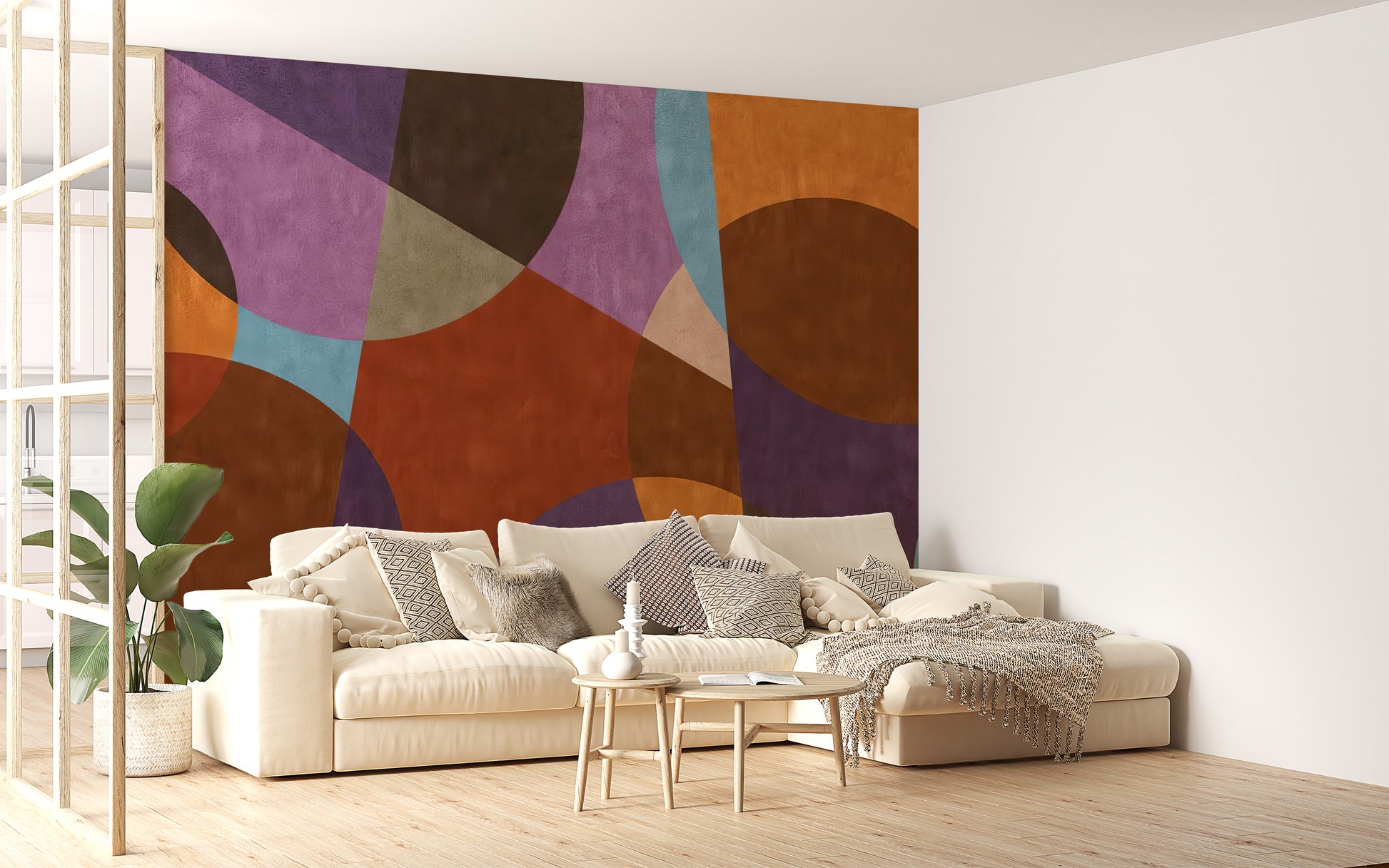 Eye-catching mural showcasing a mix of colorful geometric designs
