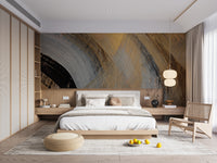 Black and gold abstract swirl wall decor
