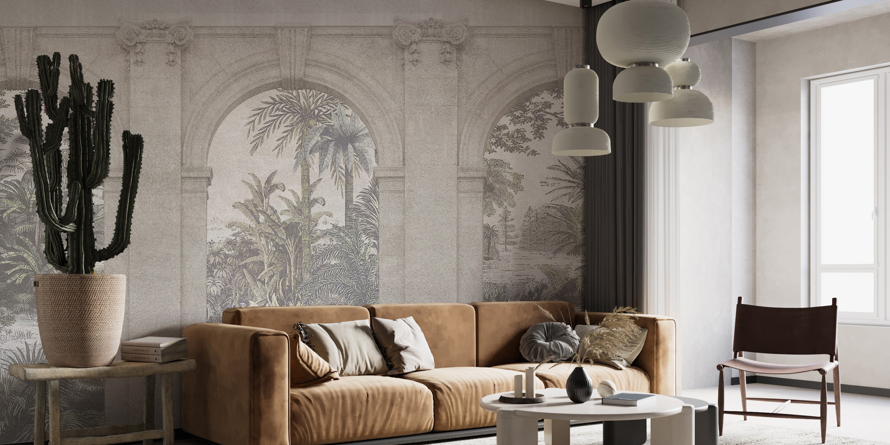 Artistic mural featuring vintage structure patterns