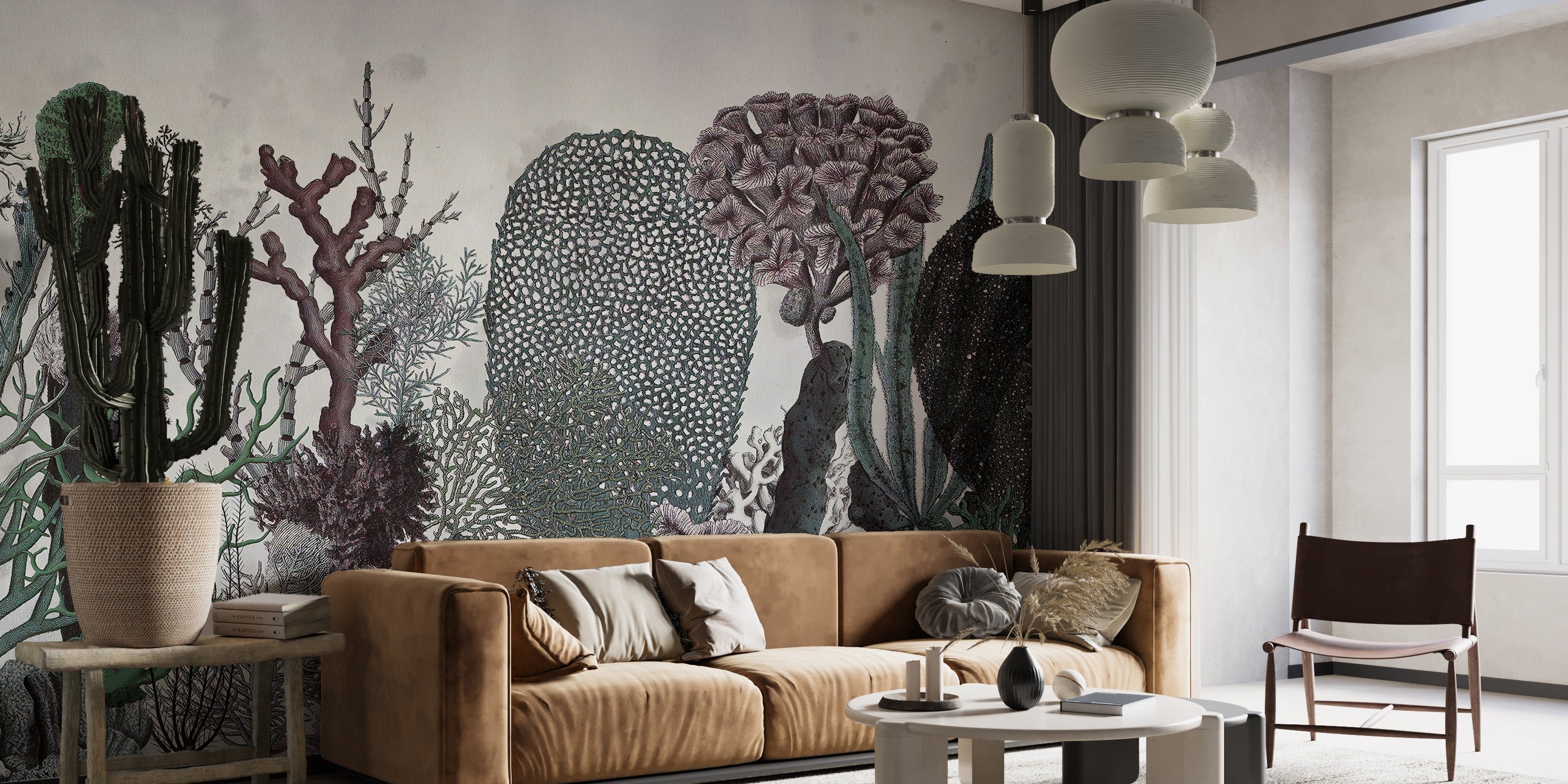 Intricate vintage floral with lush greenery
