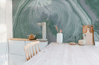 Minimalist green marble wallpaper mural for timeless walls