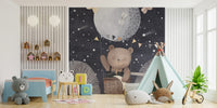 Dreamy bear balloon adventure kids mural
